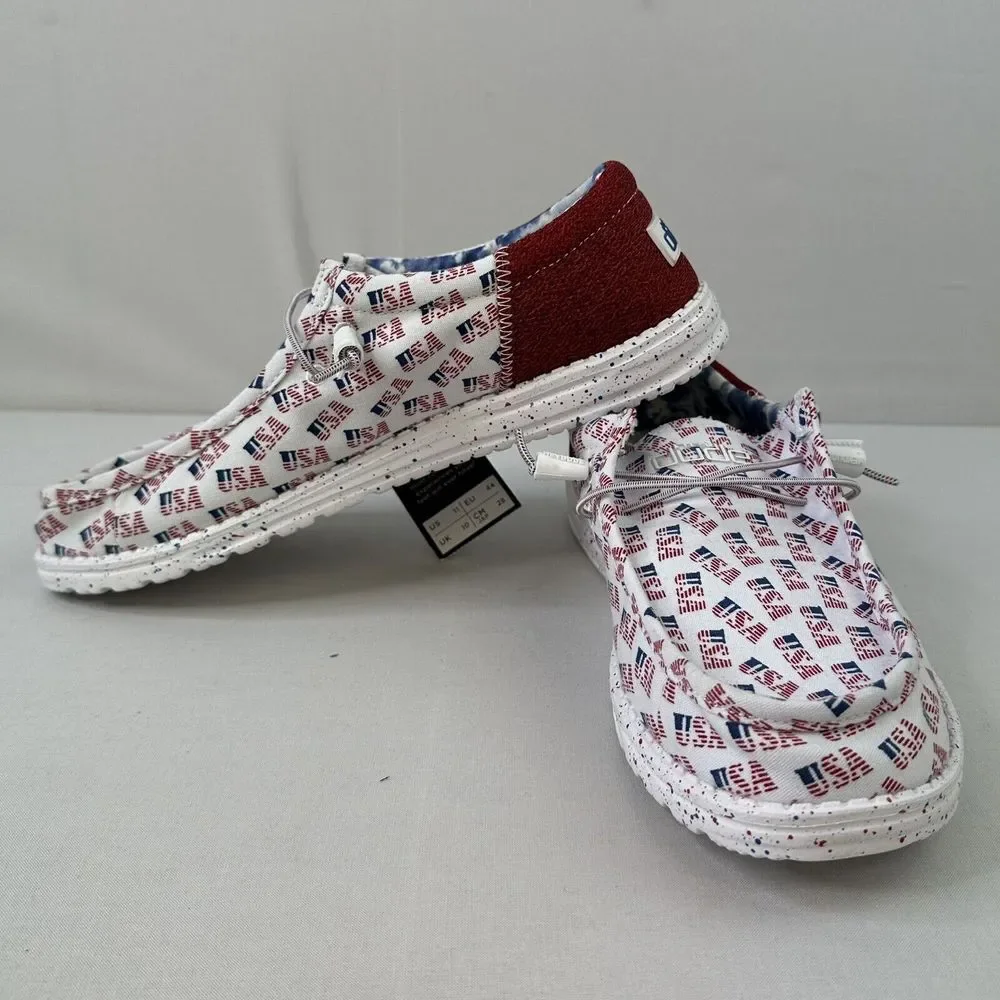 Hey Dude Mens Wally Dunk‎ USA Print Sz 11 July 4th Independence Day